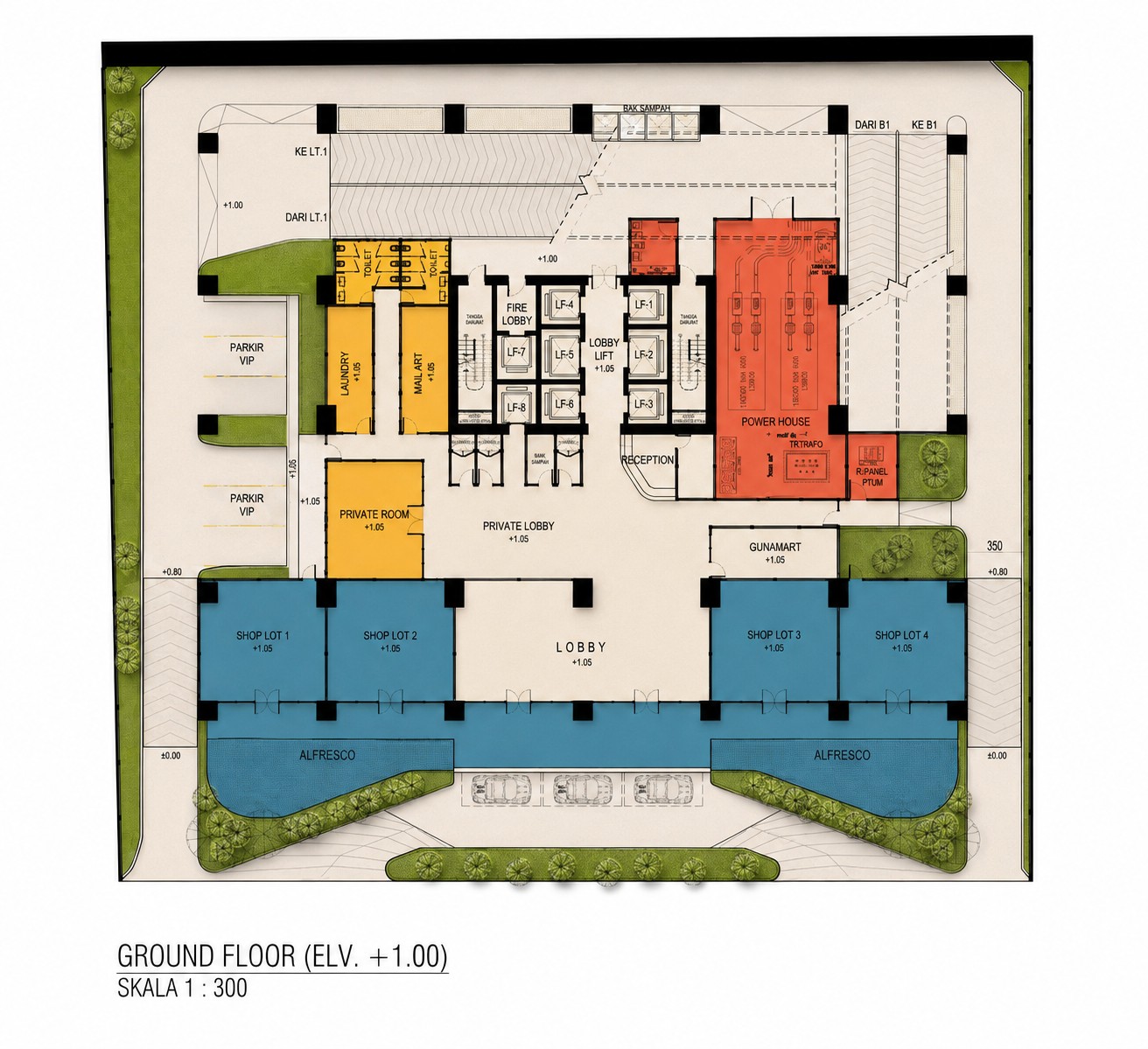 Denah ground floor Golden Prima Residence